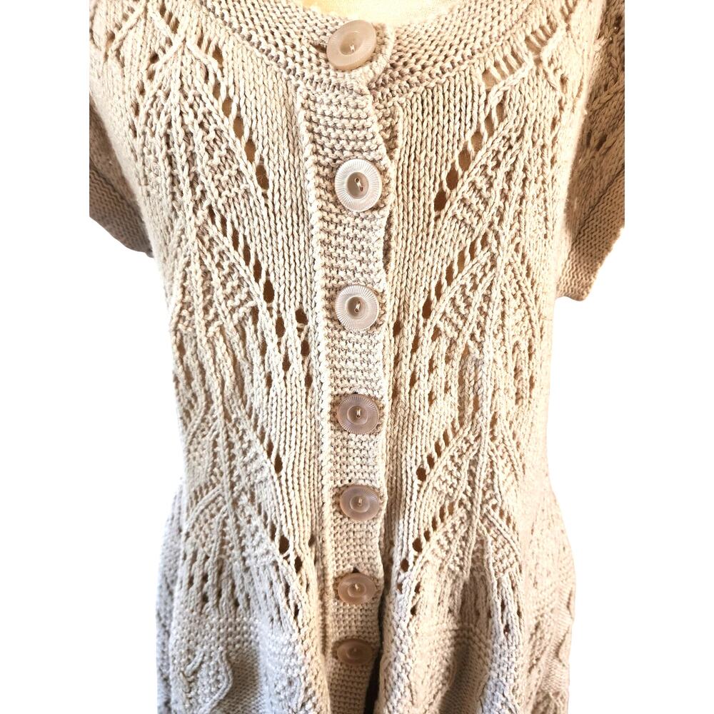 Anthropologie Sparrow Beige Button Down Sweater Cardigan Dress XL - Picture 2 of 4